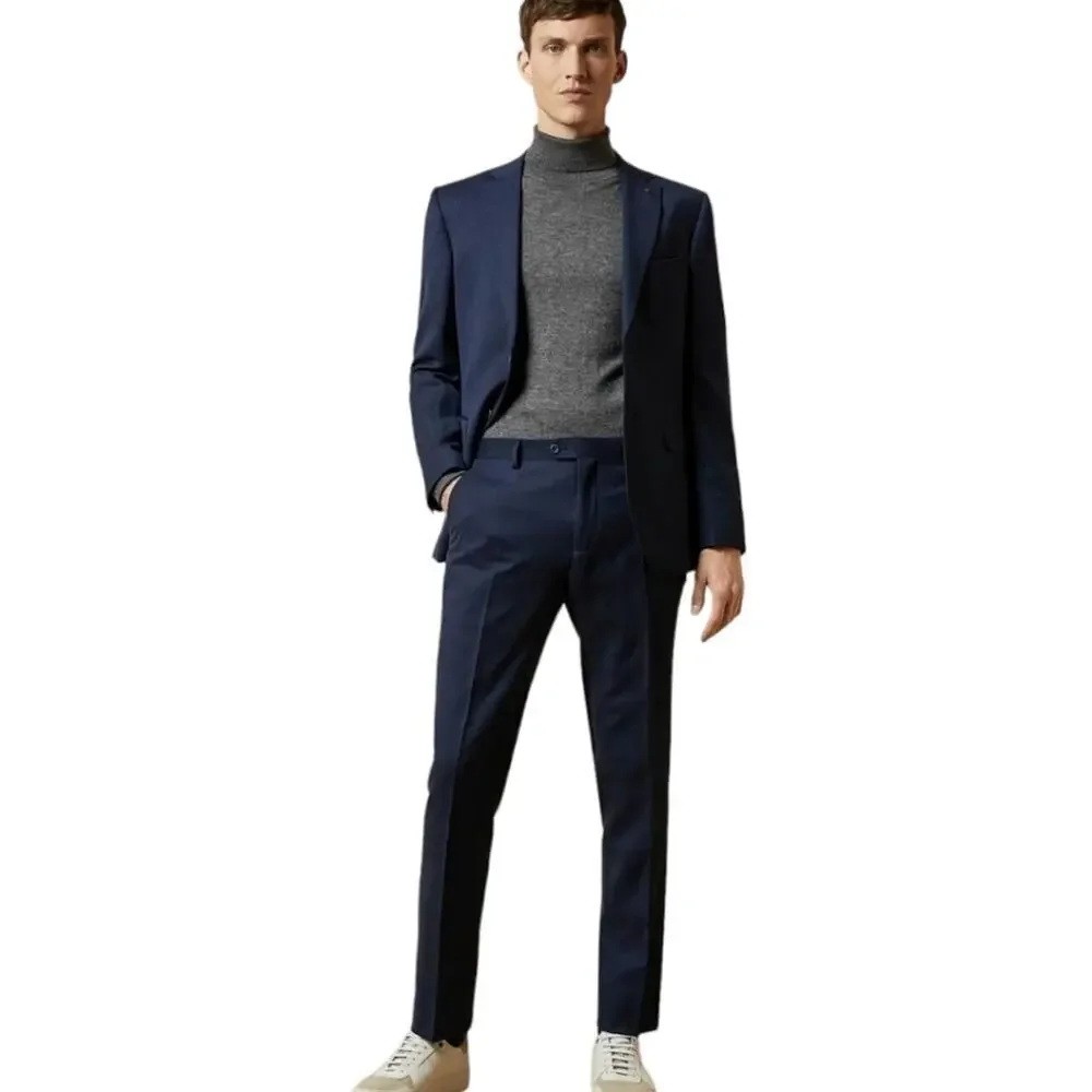 Ted Baker Suit Pant And Jacket Endurance Wool Suit Birdseye Two Piece Set Blue